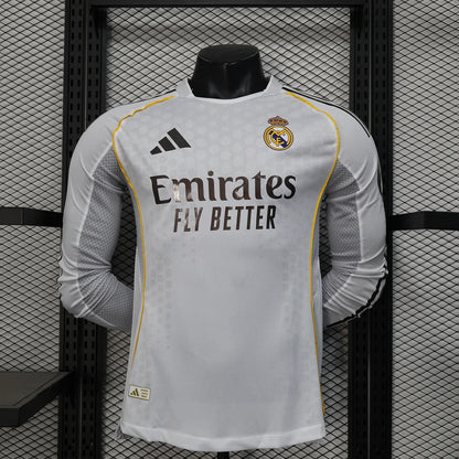 2025/2026 Player Version Real Madrid Home Long Sleeve Jersey 1:1