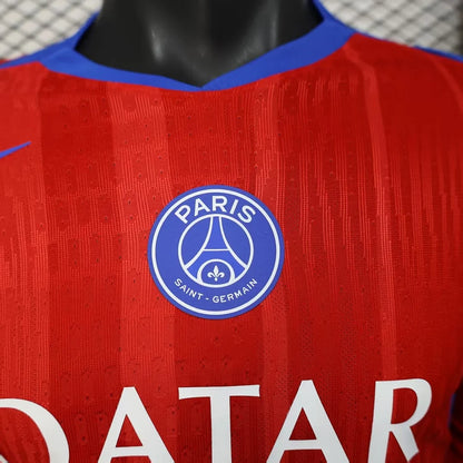 2025/2026 Long Sleeve Player Version Paris Saint-Germain Third away Red Football Shirt 1:1