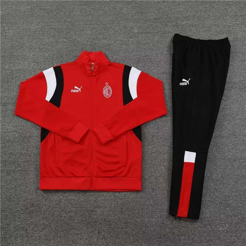 2023/2024 AC Milan Long Zipped Jacket Red Soccer Jersey 1:1 Set