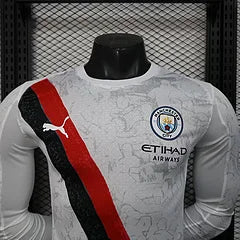 2025/2026 Long Sleeve Player Version Manchester City KidSuper Joint Edition White Football Shirt 1:1