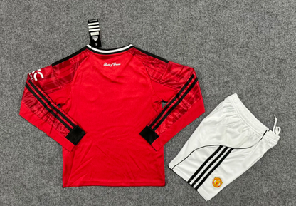 2025/2026 Long Sleeve Manchester United Home Football Jersey 1:1 Kids Size