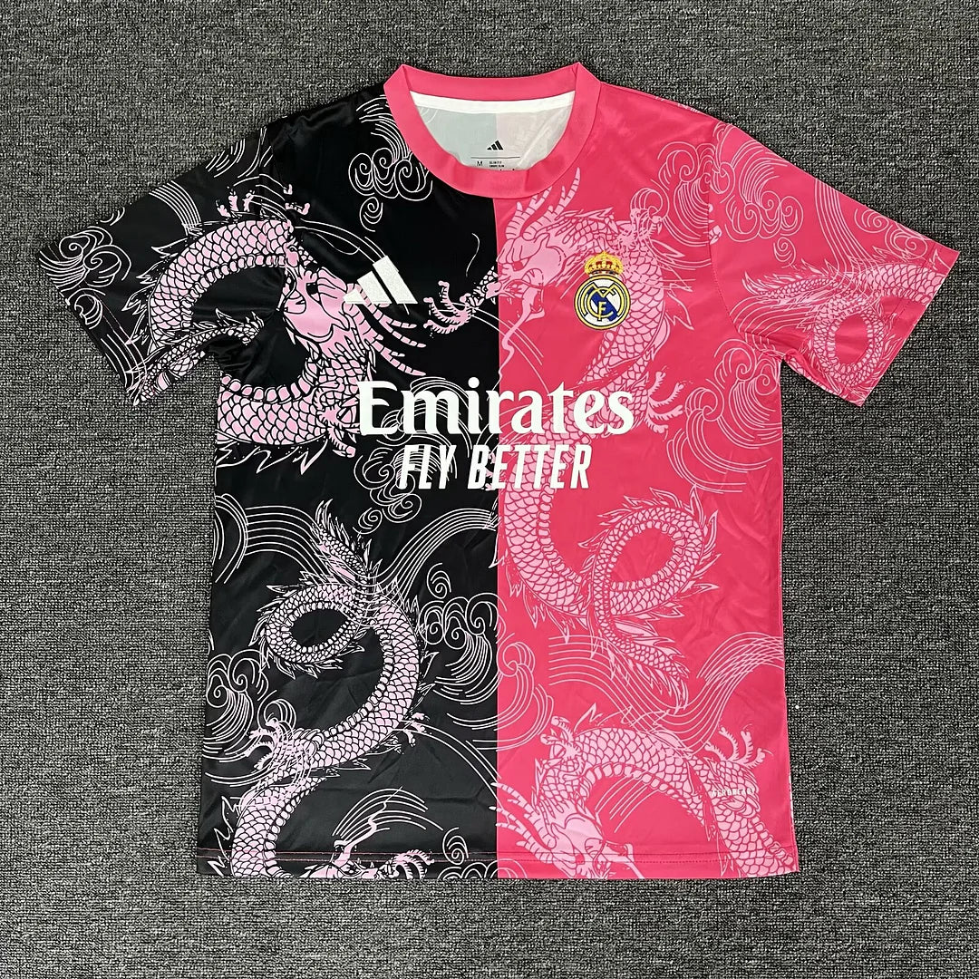 2025/2026 Real Madrid Dragon pattern Pink and Black Football Jersey 1:1