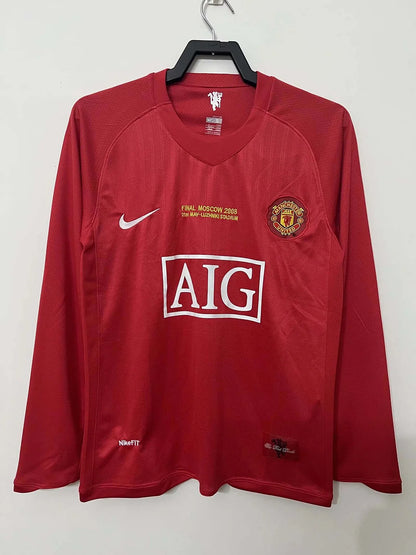 2007-2008 Retro Long Sleeve Manchester United Home Football Shirt 1:1
