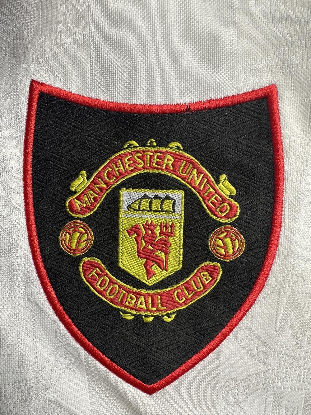 1998-1999 Retro Long Sleeve Manchester United Away White Football Shirt 1:1