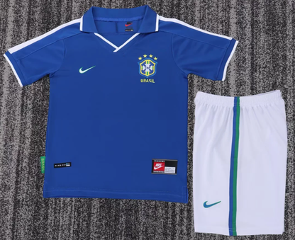 1997 Retro Brazil Soccer Jersey Away 1:1 Kids Size