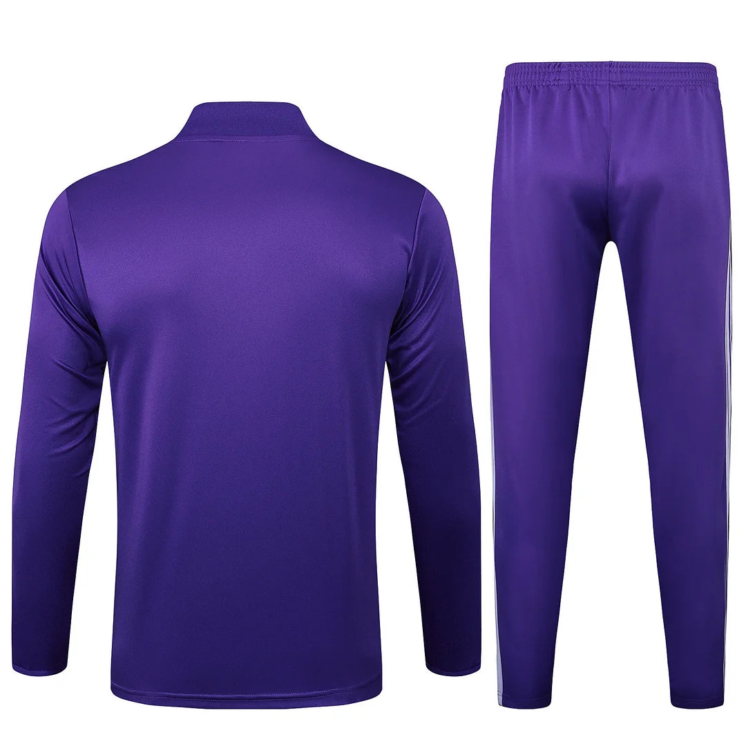 2025/2026 Real Madrid Purple Retro Edition Half-Pull Training Suit Football Shirt 1:1 Set