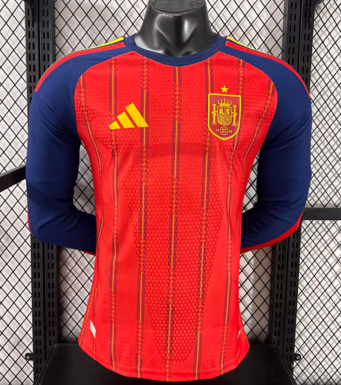 2026 Long Sleeve Player Version Spain Home Football Jersey 1:1