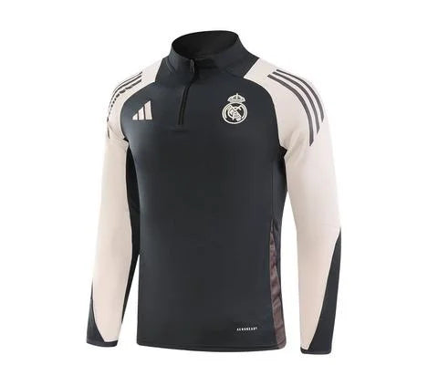 2024/2025 Real Madrid Royal Dark Gray Half-Pull Training Suit Football Shirt 1:1 Set