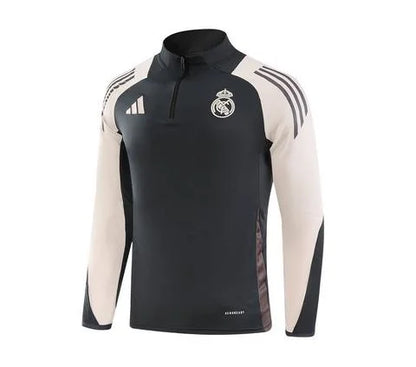 2024/2025 Real Madrid Royal Dark Gray Half-Pull Training Suit Football Shirt 1:1 Set