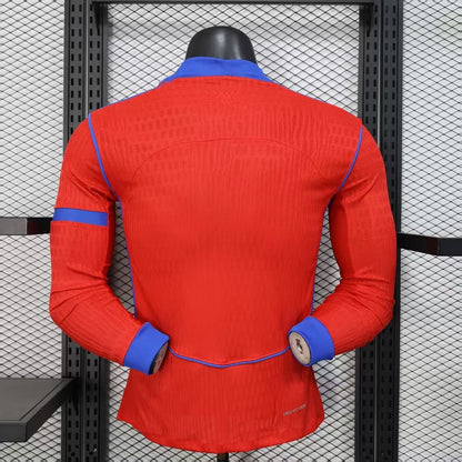 2025/2026 Long Sleeve Player Version Paris Saint-Germain Third away Red Football Shirt 1:1