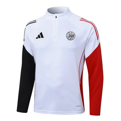 2025/2026 Ajax Half-Pull Training Suit White Football Shirt 1:1 Set