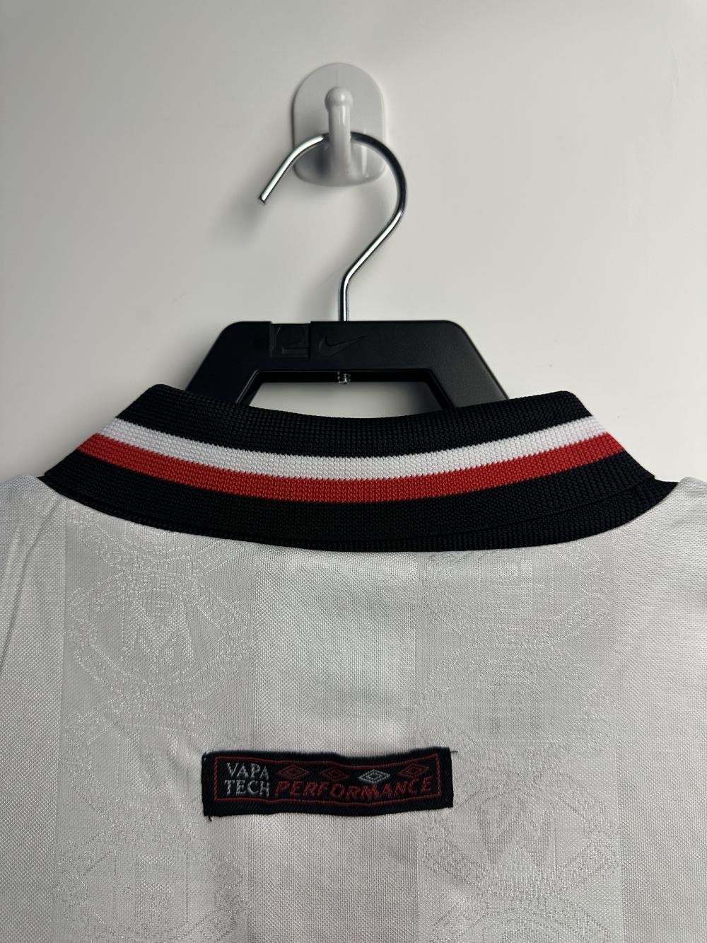 1998-1999 Retro Long Sleeve Manchester United Away White Football Shirt 1:1