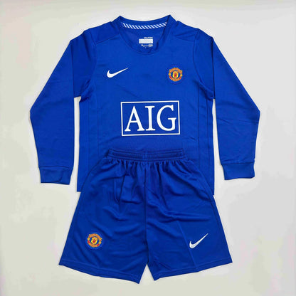2008/2009 Retro Long Sleeve Manchester United Third Away Football Shirt 1:1 Kids Size