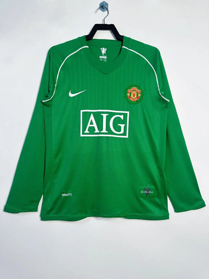 2007/2008 Retro Long Sleeve Manchester United Goalkeeper Green Football Shirt 1:1