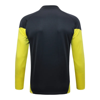 2025/2026 Real Madrid Dark gray with yellow sleeves Half-Pull Training Suit Football Shirt 1:1 Set