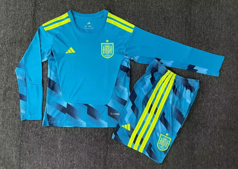 2026 Long Sleeve Spain Goalkeeper Football Shirt 1:1 Kids Size