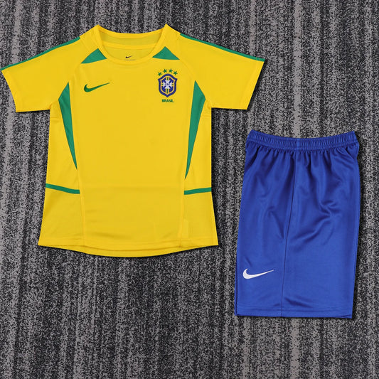 2002 Retro Brazil Home Football Shirt 1:1 Kids Size