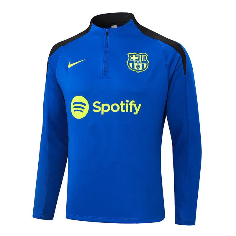 2024/2025 Barcelona Half-Pull Training Suit blue black Jersey Set