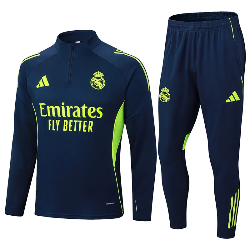 2025-2026 Real Madrid Royal Blue Half-Pull Training Suit Football Shirt 1:1 Set