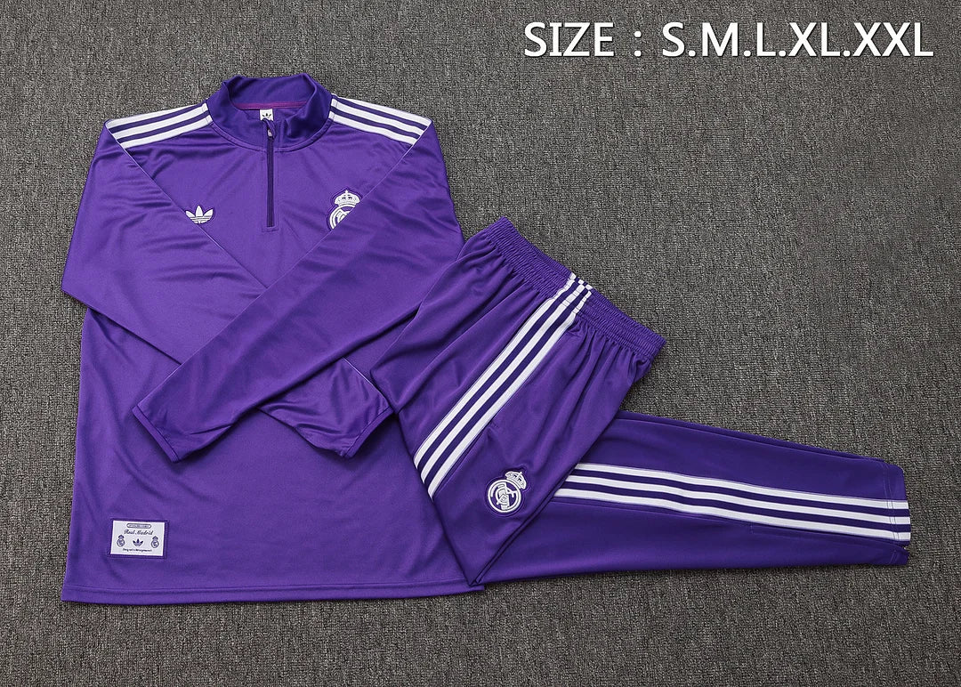 2025/2026 Real Madrid Purple Retro Edition Half-Pull Training Suit Football Shirt 1:1 Set