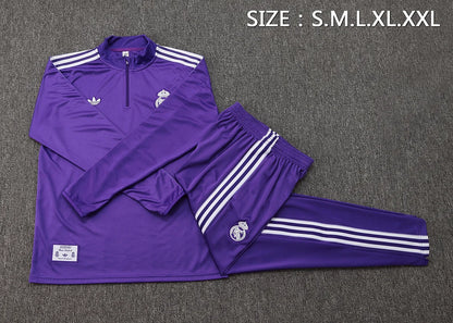 2025/2026 Real Madrid Purple Retro Edition Half-Pull Training Suit Football Shirt 1:1 Set