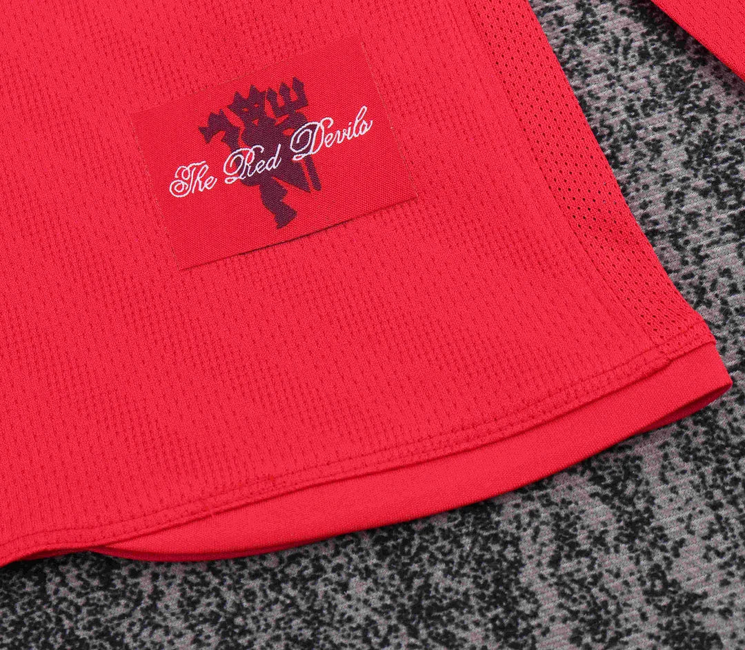 2007/2008 Retro Long Sleeve Manchester United Home Champions League Edition Football Shirt 1:1 Kids Size