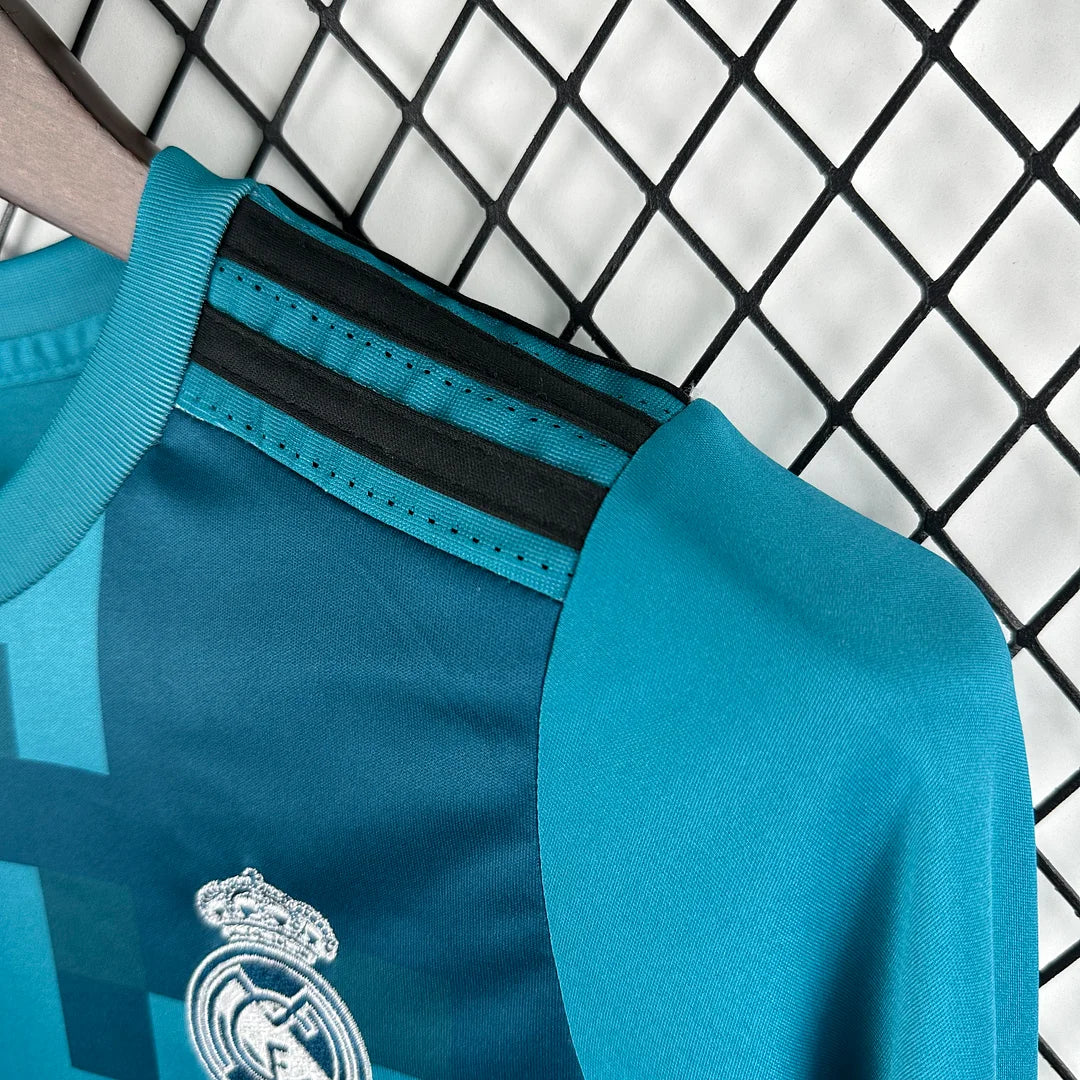 2017/2018 Retro Long Sleeve Real Madrid Third Away Football Shirt 1:1 Kids Size