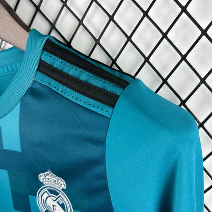 2017/2018 Retro Long Sleeve Real Madrid Third Away Football Shirt 1:1 Kids Size