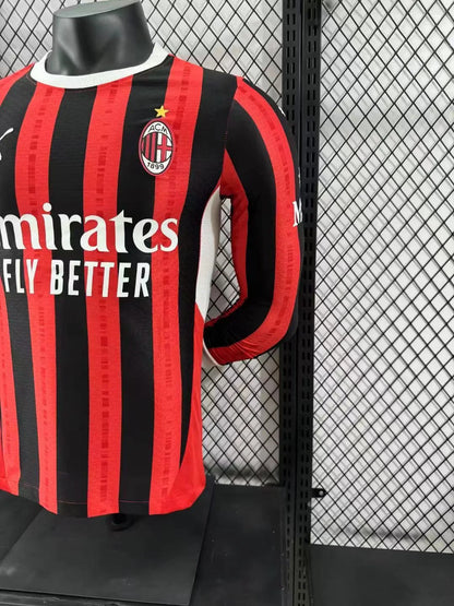 2024/2025 Player Version AC Milan Home Long Sleeve Football Shirt 1:1
