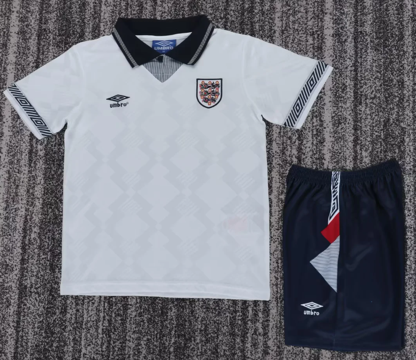 1990 Retro England Home Football Jersey 1:1 Kids Size
