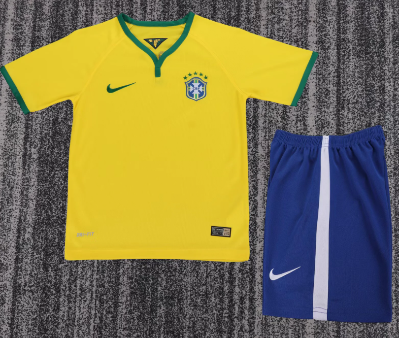 2014 Retro Brazil Home Football Jersey 1:1 Kids Size