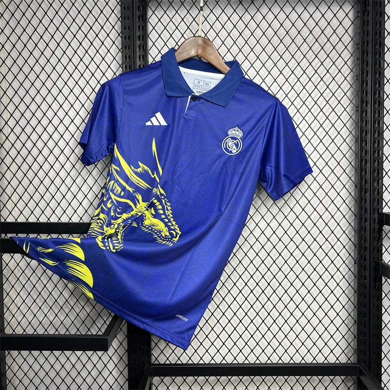 2024/2025 Real Madrid Blue Dragon pattern Special Edition Jersey