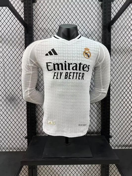 2024/2025 Player Version Real Madrid Home Long Sleeve Jersey 1:1