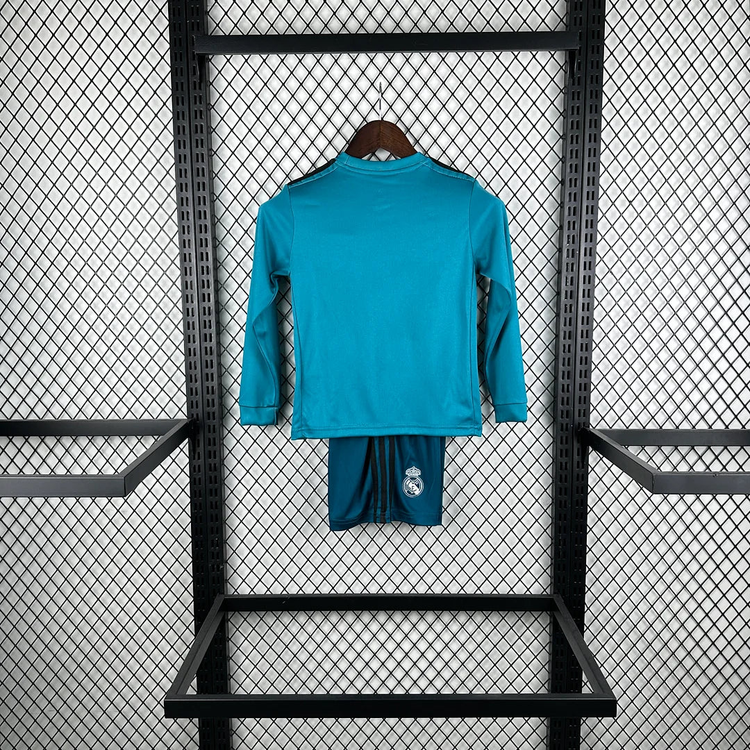 2017/2018 Retro Long Sleeve Real Madrid Third Away Football Shirt 1:1 Kids Size