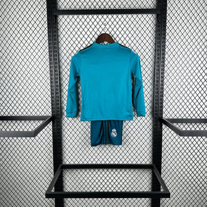2017/2018 Retro Long Sleeve Real Madrid Third Away Football Shirt 1:1 Kids Size