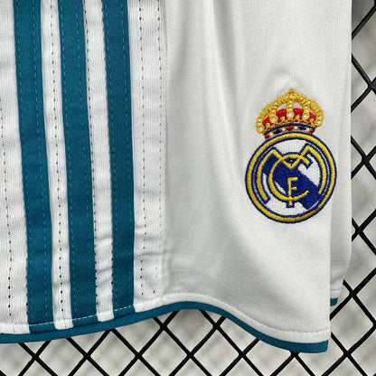 2017/2018 Retro Long Sleeve Real Madrid Home Football Shirt 1:1 Kids Size