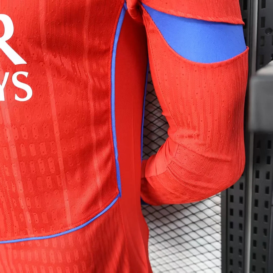 2025/2026 Long Sleeve Player Version Paris Saint-Germain Third away Red Football Shirt 1:1