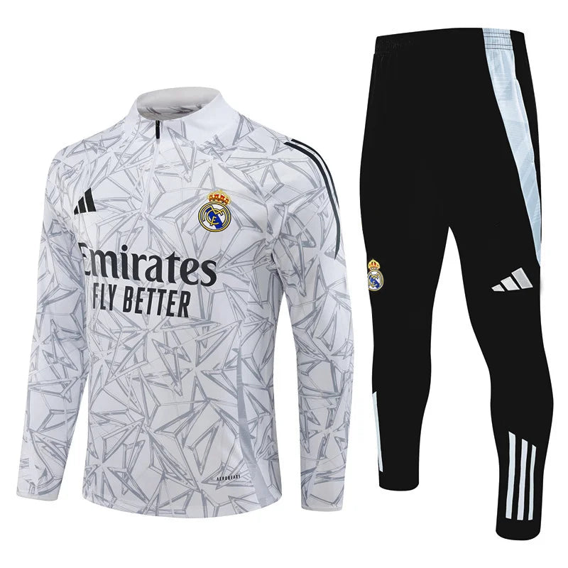 2024/2025 Real Madrid Printed White Half-Pull Training Suit Football Shirt 1:1 Set