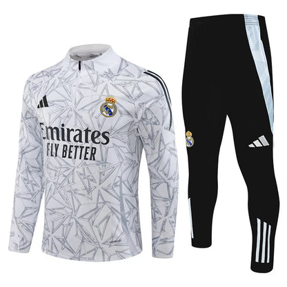 2024/2025 Real Madrid Printed White Half-Pull Training Suit Football Shirt 1:1 Set