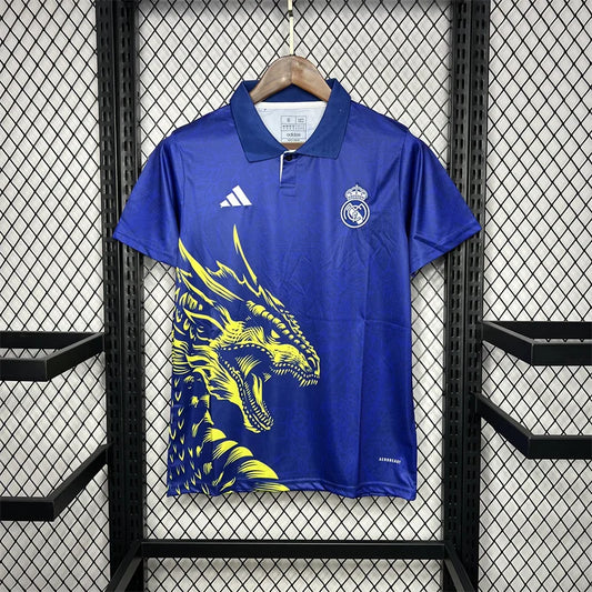 2024/2025 Real Madrid Blue Dragon pattern Special Edition Jersey