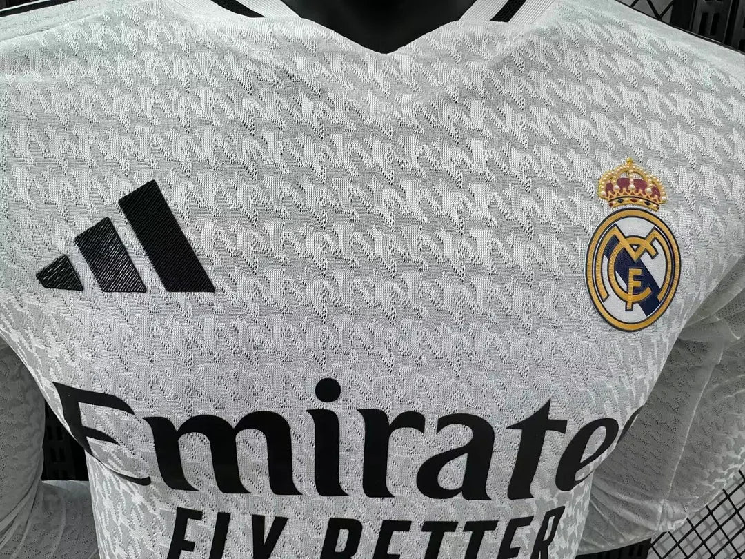 2024/2025 Player Version Real Madrid Home Long Sleeve Jersey 1:1