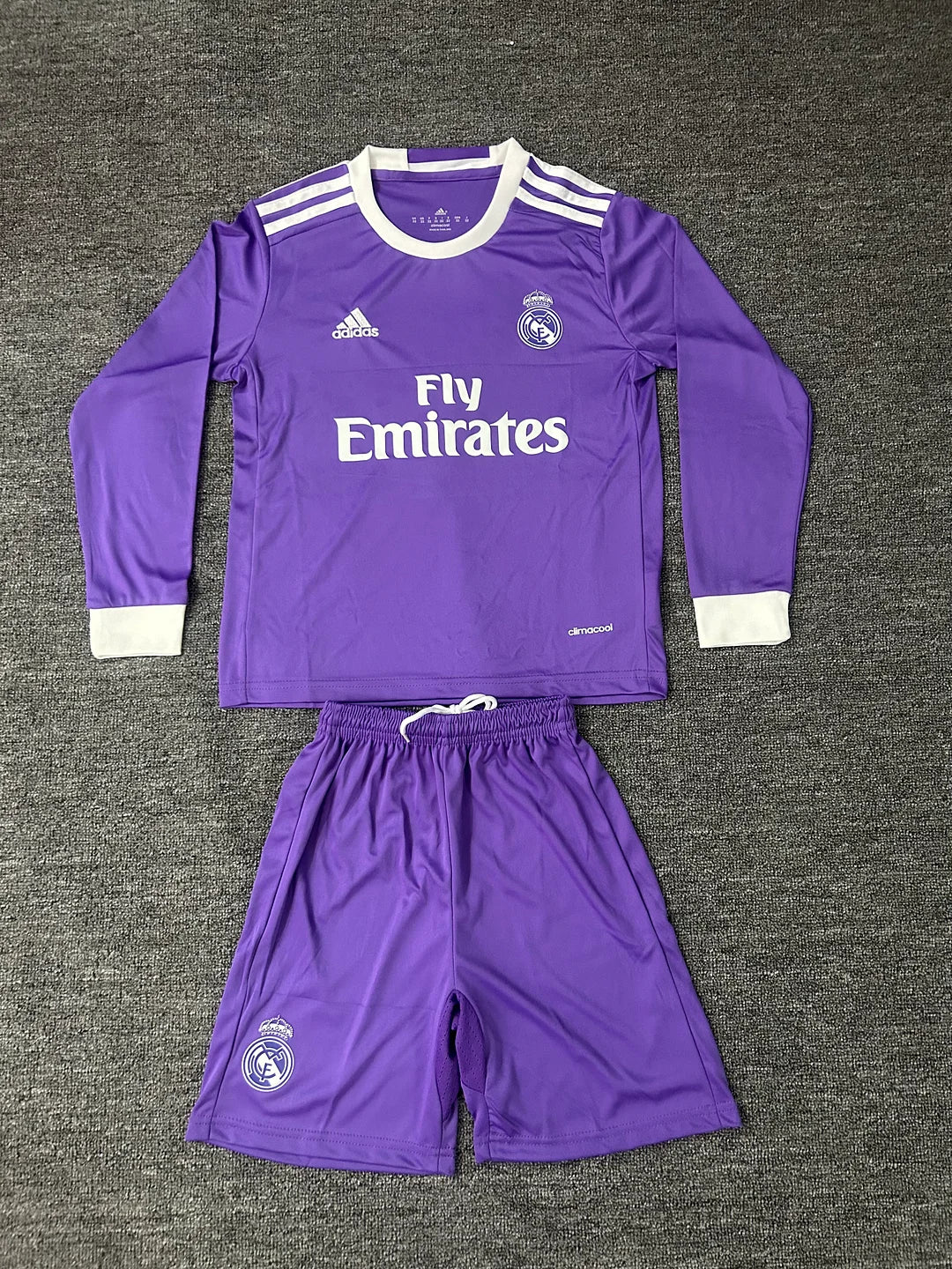 2016/2017 Retro Long Sleeve Real Madrid Away Football Shirt 1:1 Kids Size