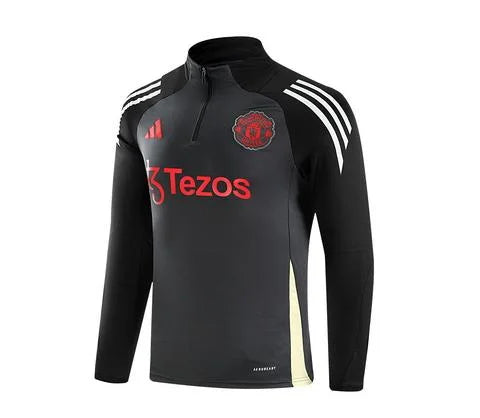 2024/2025 Manchester United Half-Pull Training Suit Dark Gray Football Shirt 1:1 Set