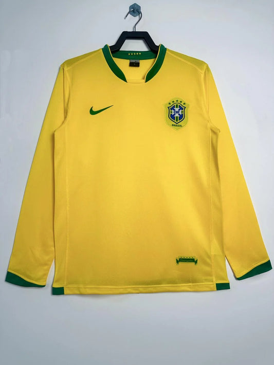2006 Retro Long Sleeve Brazil Home Soccer Jersey 1:1