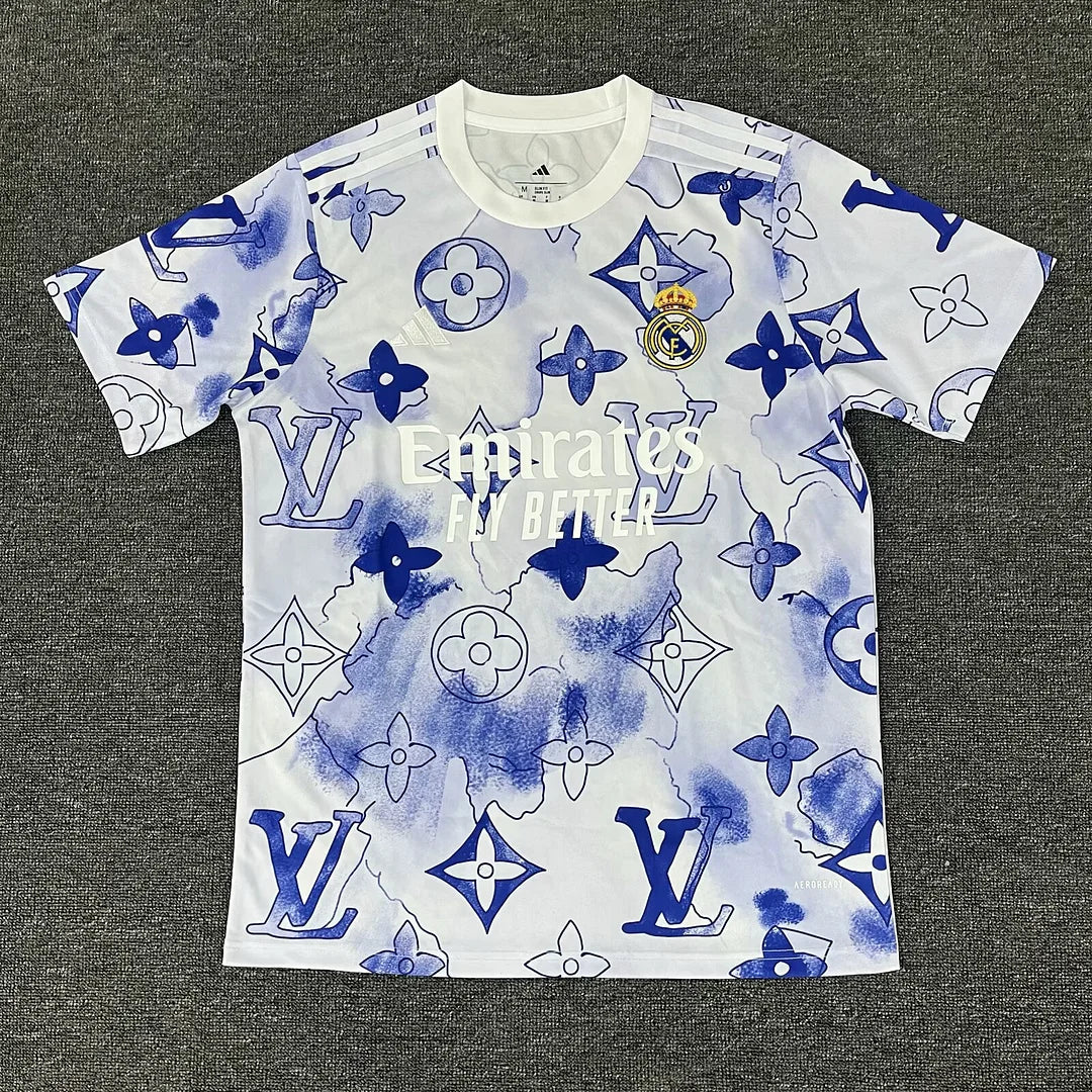2025/2026 Real Madrid Co-branded version Blue and White Football Jersey 1:1