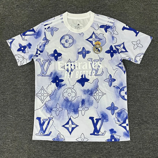 2025/2026 Real Madrid Co-branded version Blue and White Football Jersey 1:1