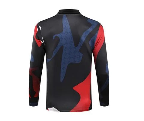 2024/2025 Manchester United Half-Pull Training Suit Red blue and black print Football Shirt 1:1 Set