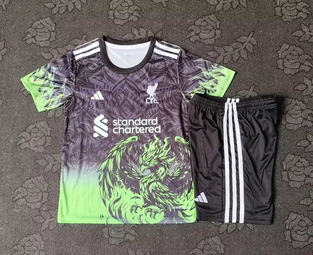 2025/2026 Liverpool Special Edition Gray and Green Football Jersey 1:1 Kids Size
