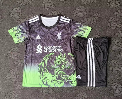 2025/2026 Liverpool Special Edition Gray and Green Football Jersey 1:1 Kids Size
