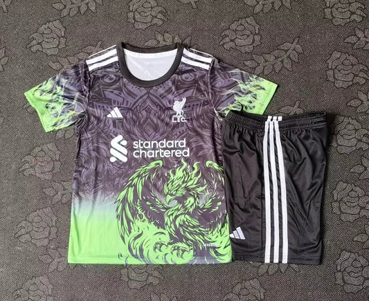 2025/2026 Liverpool Special Edition Gray and Green Football Jersey 1:1 Kids Size